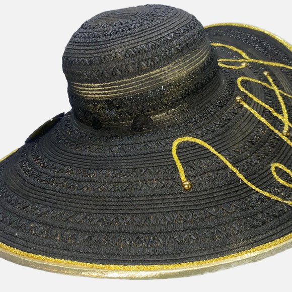 Black Wide Brim WAP Embellished Sun Hat Excellent Condition main image 15